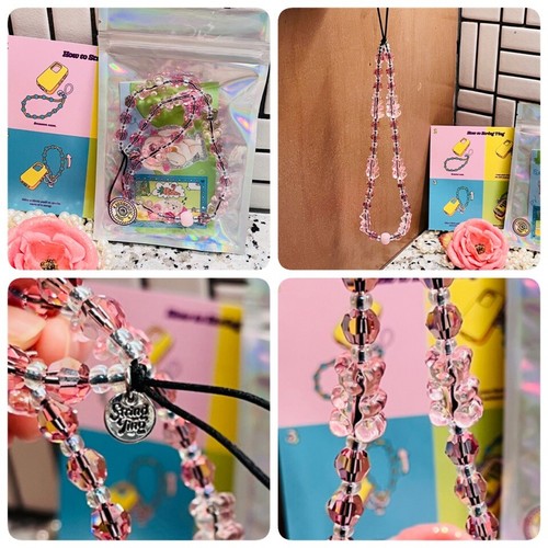 String Ting London Bear-y Rose Drip Crystal Wristlet Phone Strap