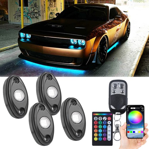 Blue LED Rock Light Underglow Foot Wheel Well Lamp For Dodge