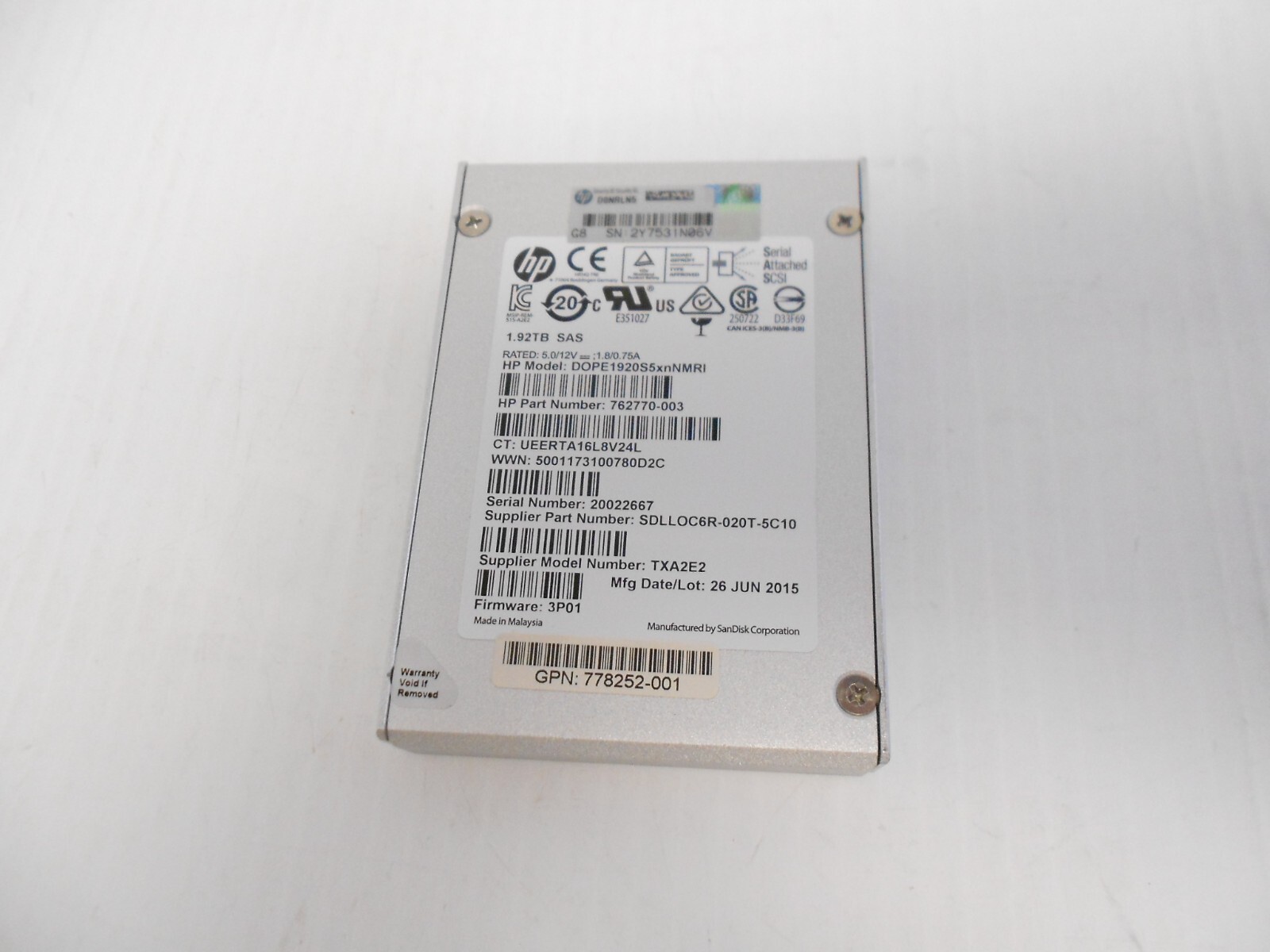 HP 1.92TB SSD SAS 2.5