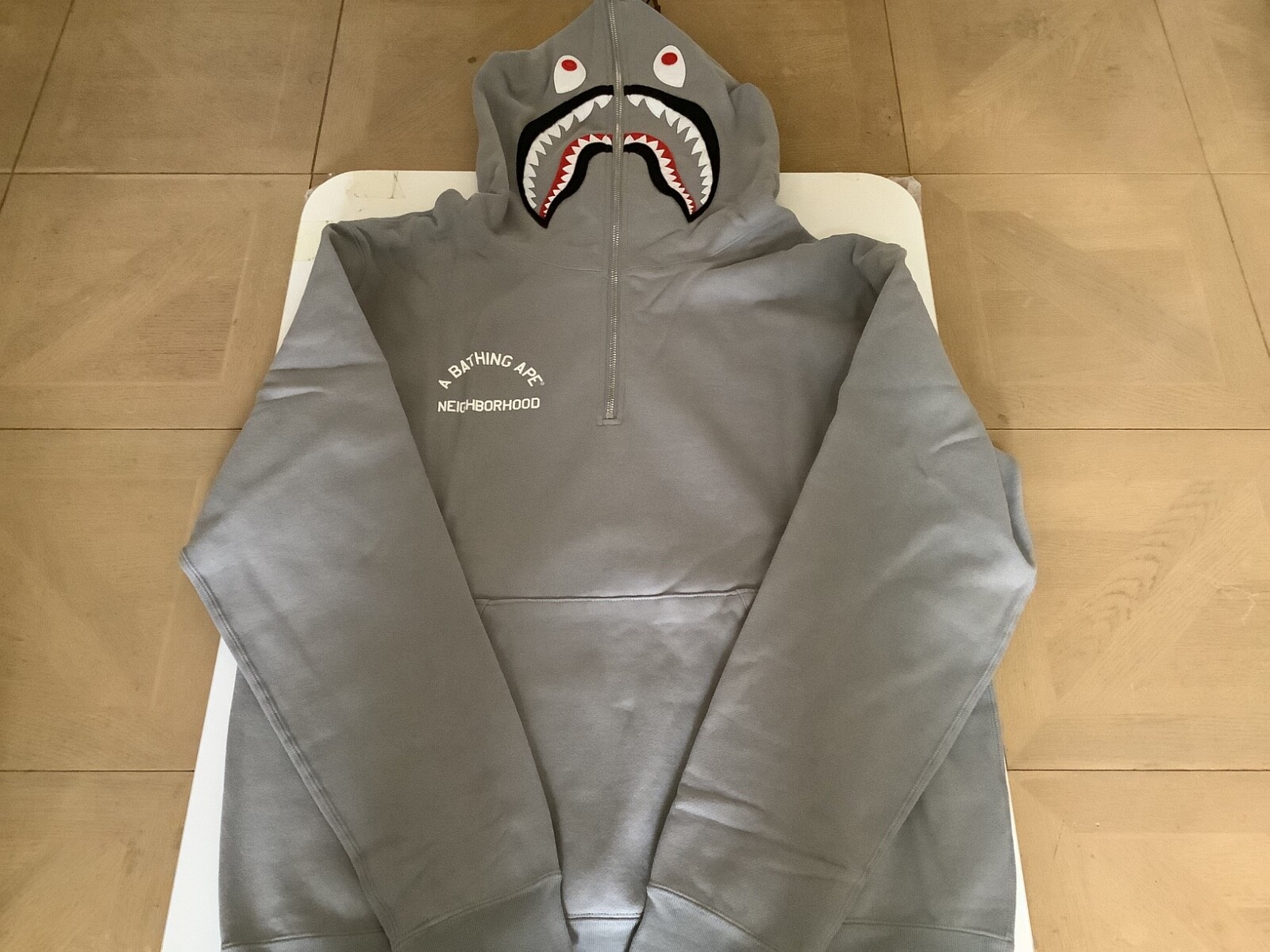 Authentic ape bape x NBHD 2 face half zip pullover hoodie