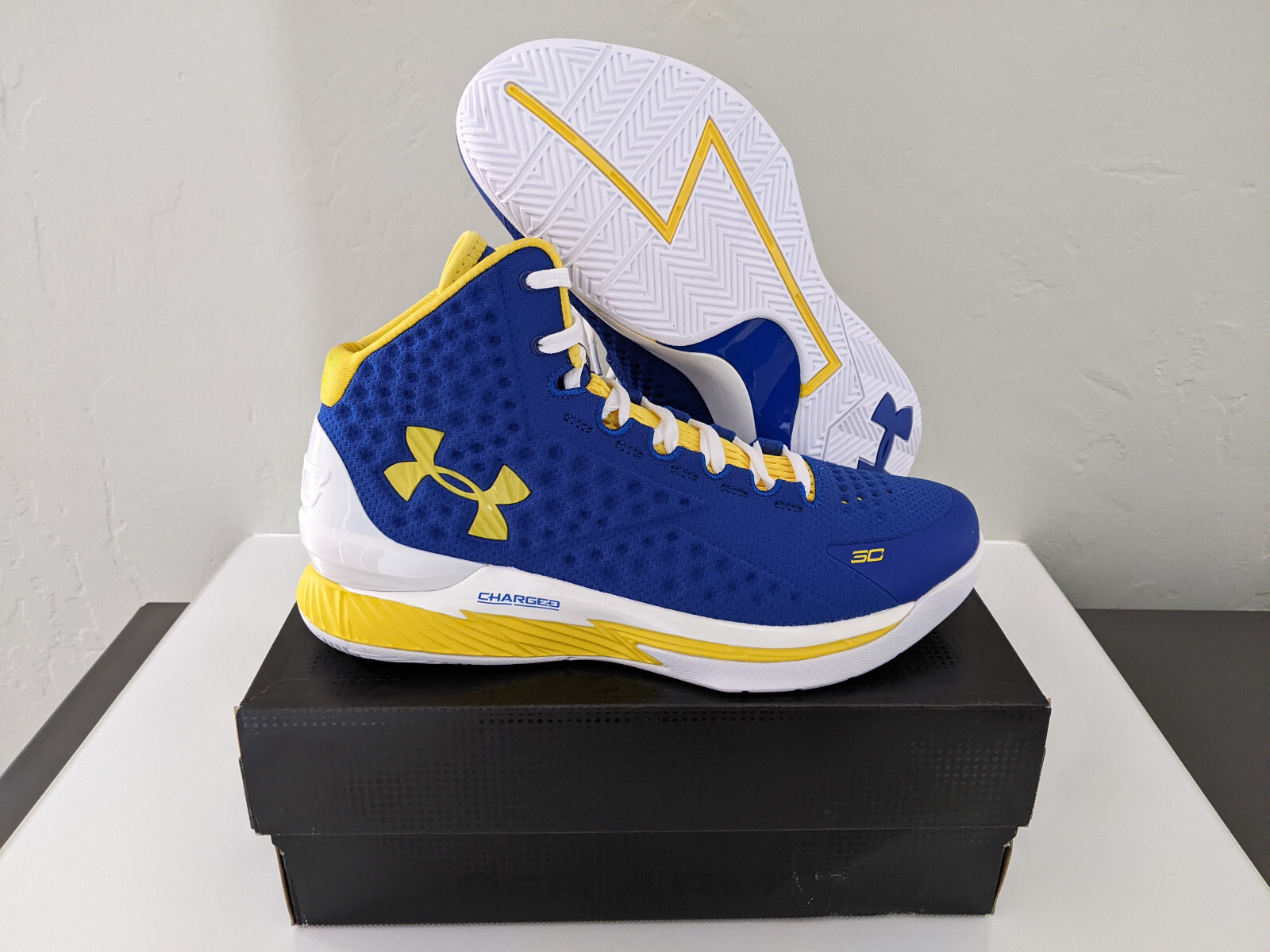 Under Armour Curry 1 Mid Blue Yellow Dub Nation Warriors 3026047