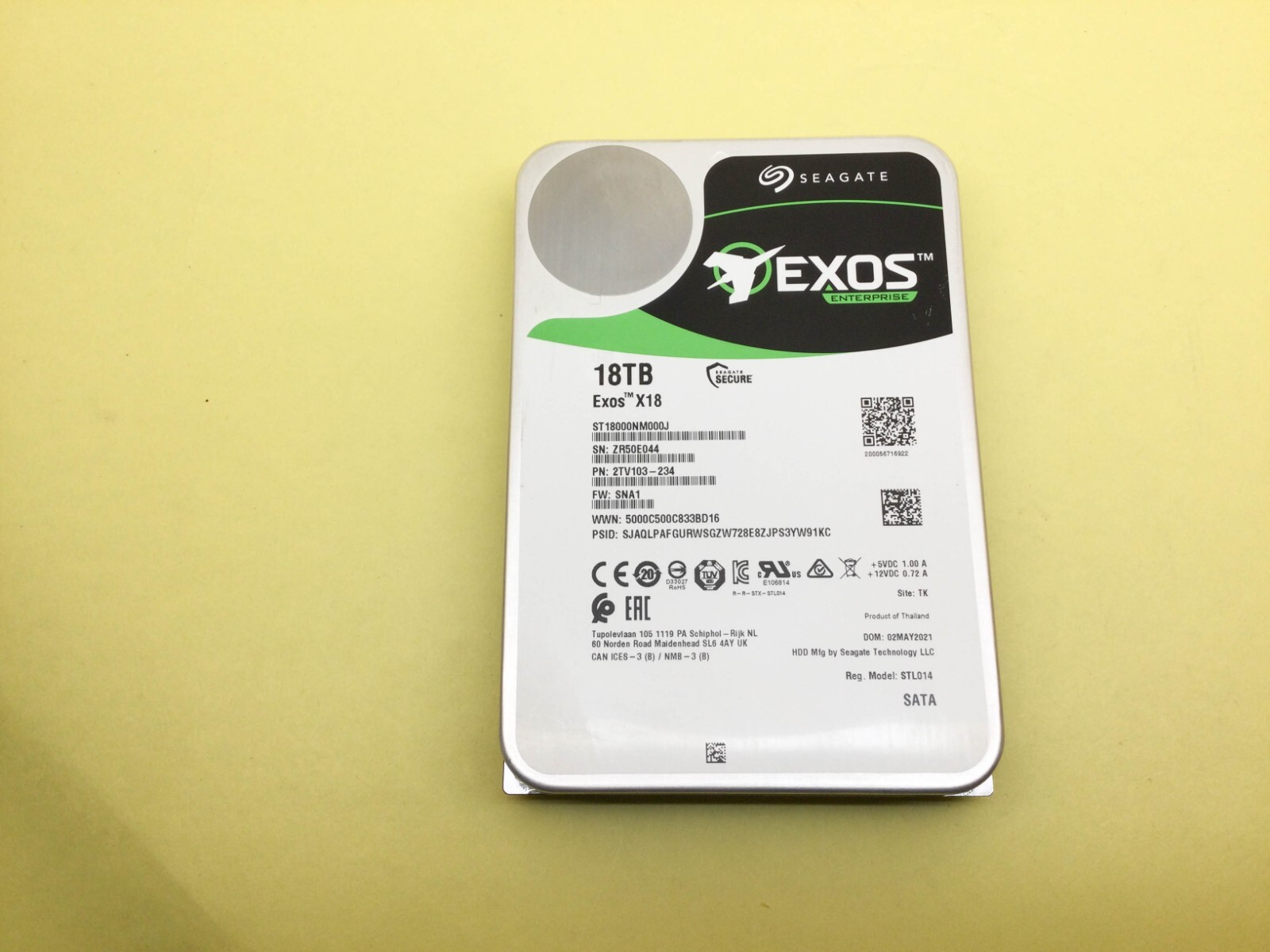 Seagate Exos X18 18TB 7.2K RPM SATA 6Gb/s 3.5