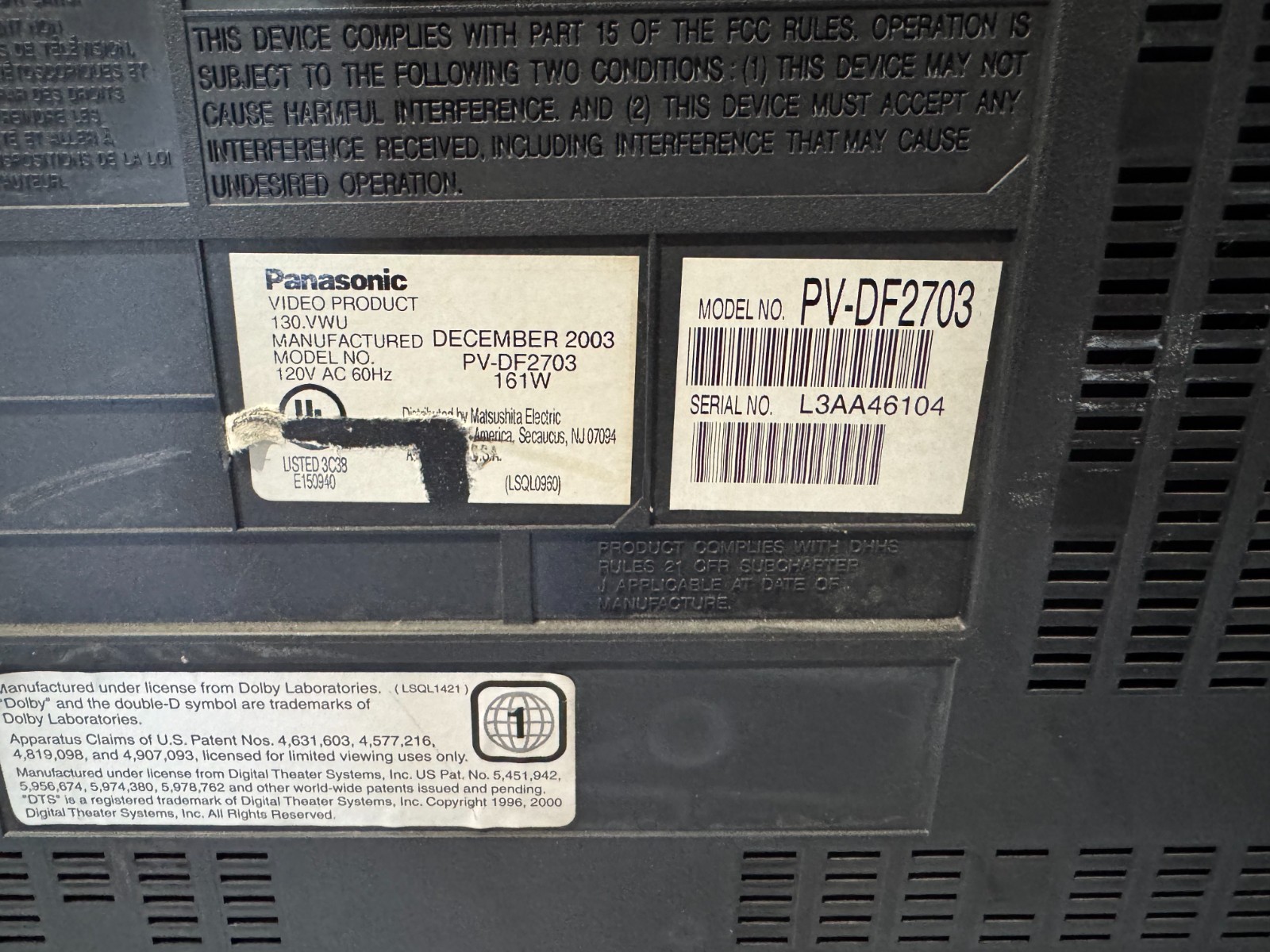 Panasonic Tau PV-DF2703 27