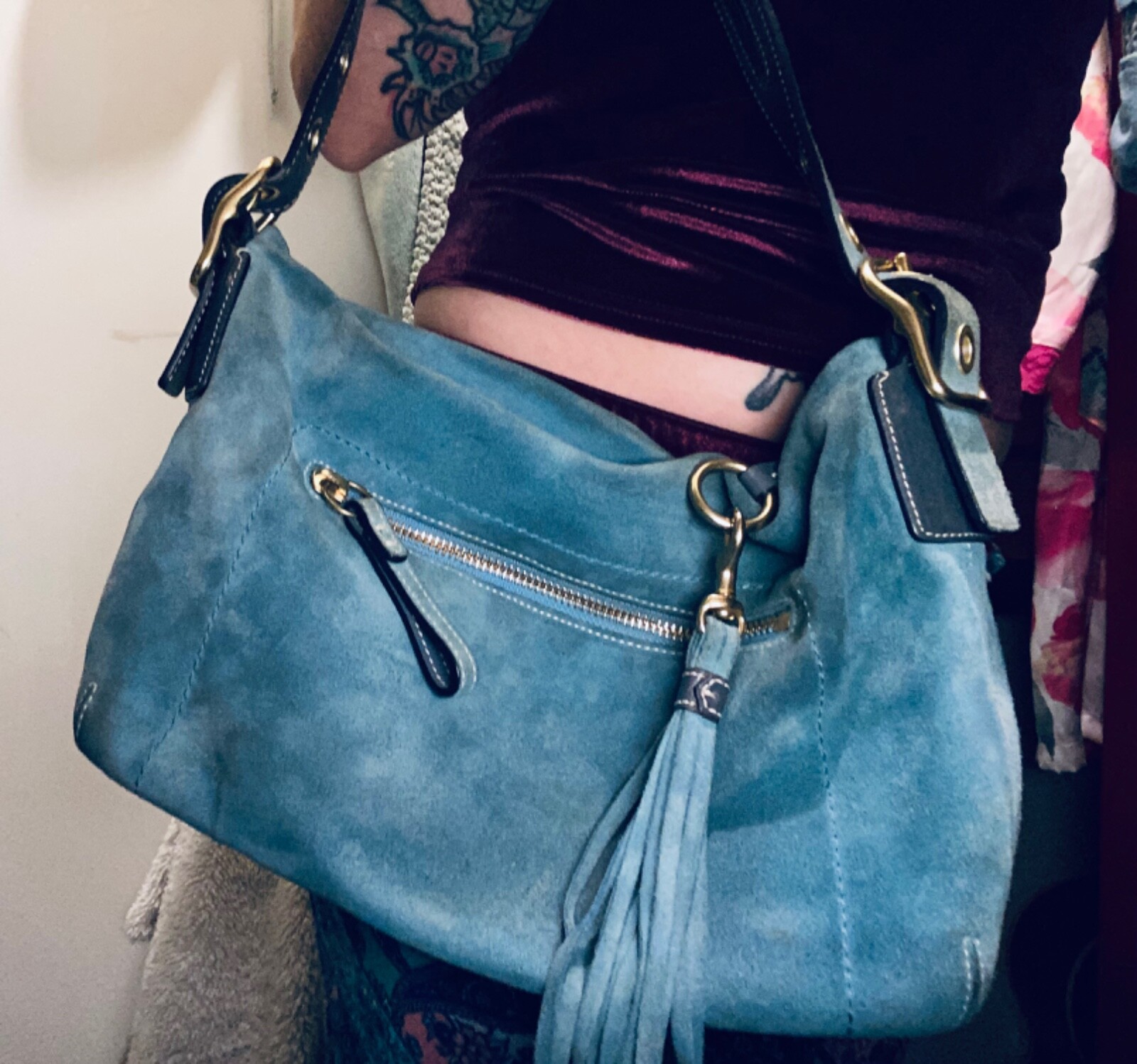 Coach Blue Suede Small Shoulder Bag | eBay