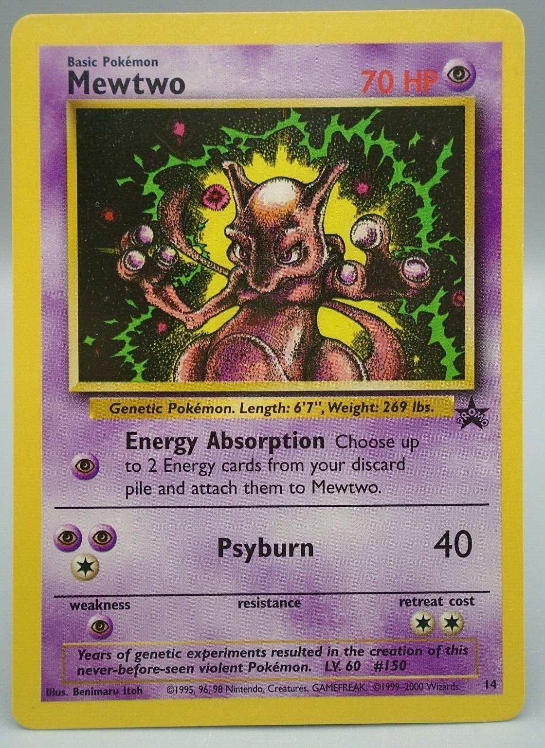 Pokemon Card Mewtwo 14 Promo Black Star Non Holo 1999-2000 Wizards
