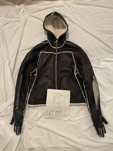 RICK OWENS FW21 SEALED WINDBREAKER GLOVE INSERT SHEARLING JACKET