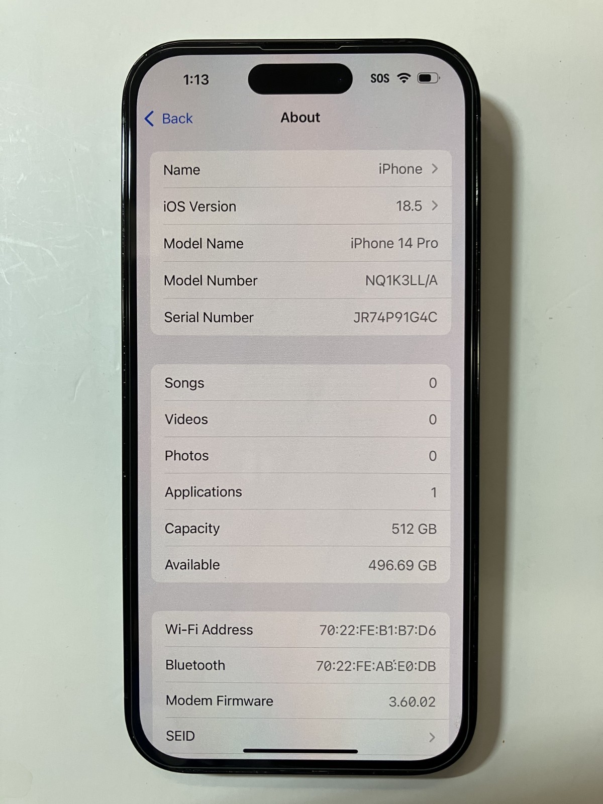 Apple iPhone 14 Pro 512GB Space Black - Unlocked - Very Good - 88