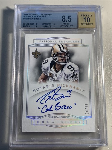 Drew Brees 2014 National Treasures Notable Nicknames Auto Cool
