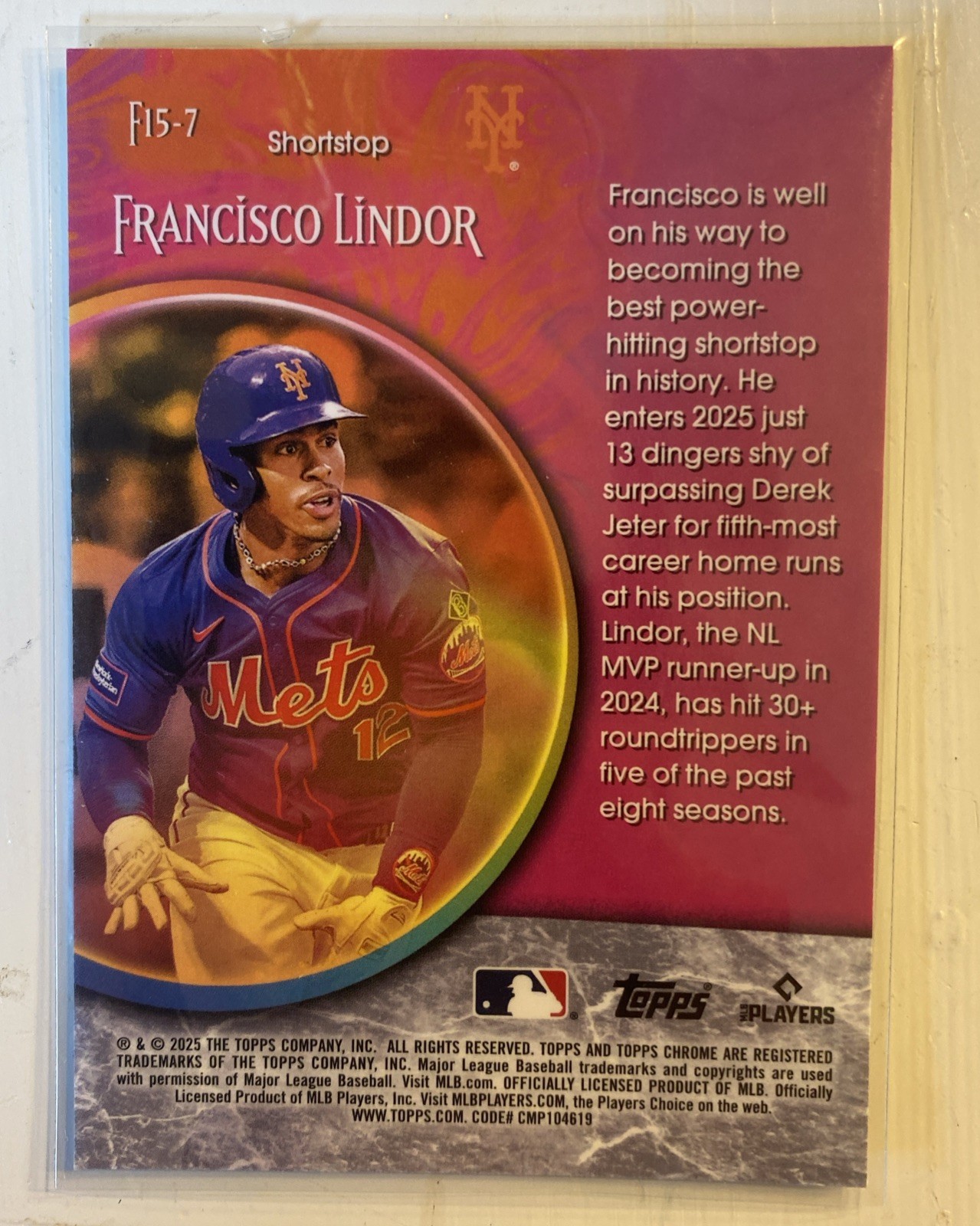 2025 Topps Chrome Baseball Fortune 15 #F15-7 Francisco Lindor New