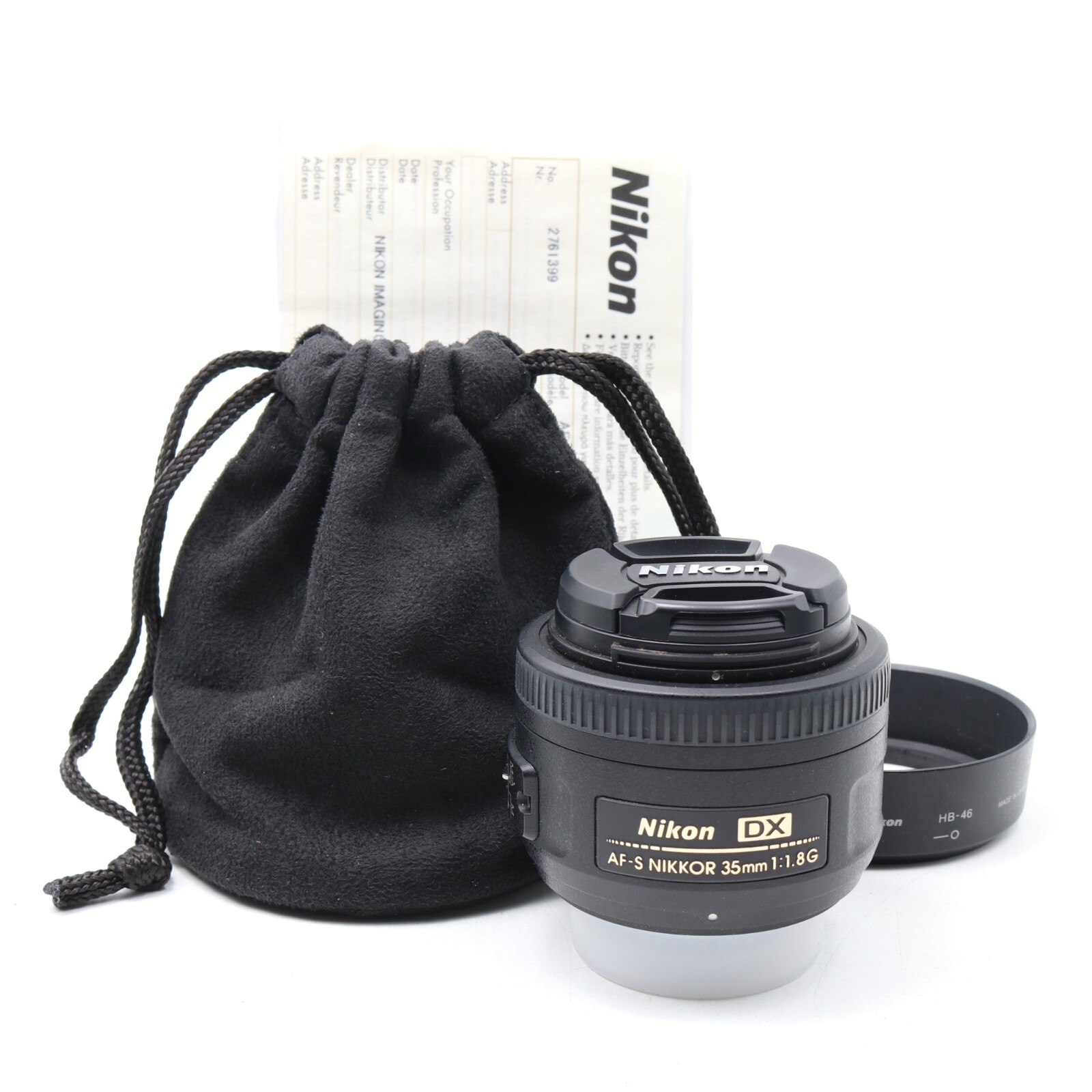 Nikon DX AF-S Nikkor 35mm F1.8 G AF Lens w/Hood from Japan [Near