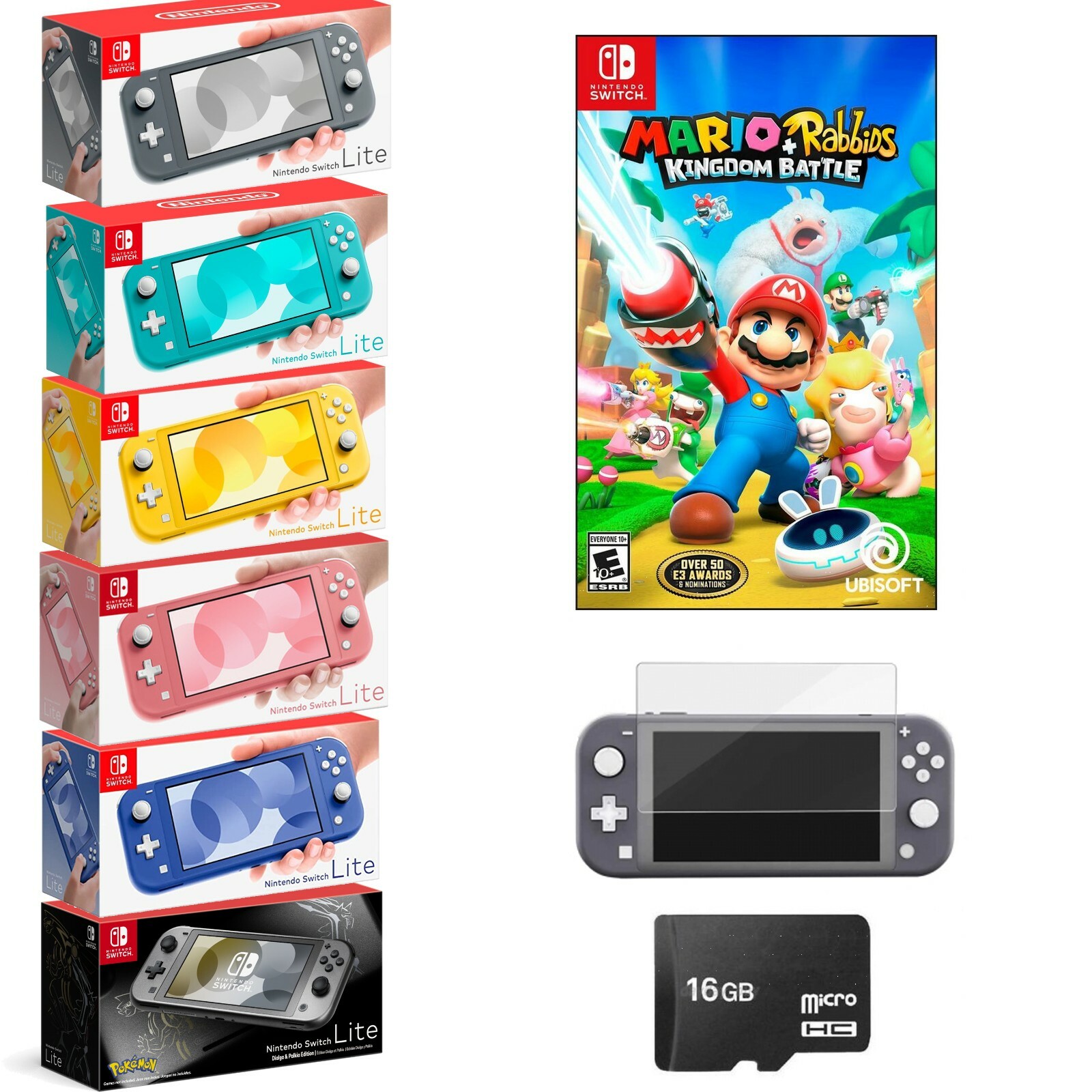 Nintendo Switch Lite Mario Rabbids Bundle + BONUS ITEMS PICK COLOR