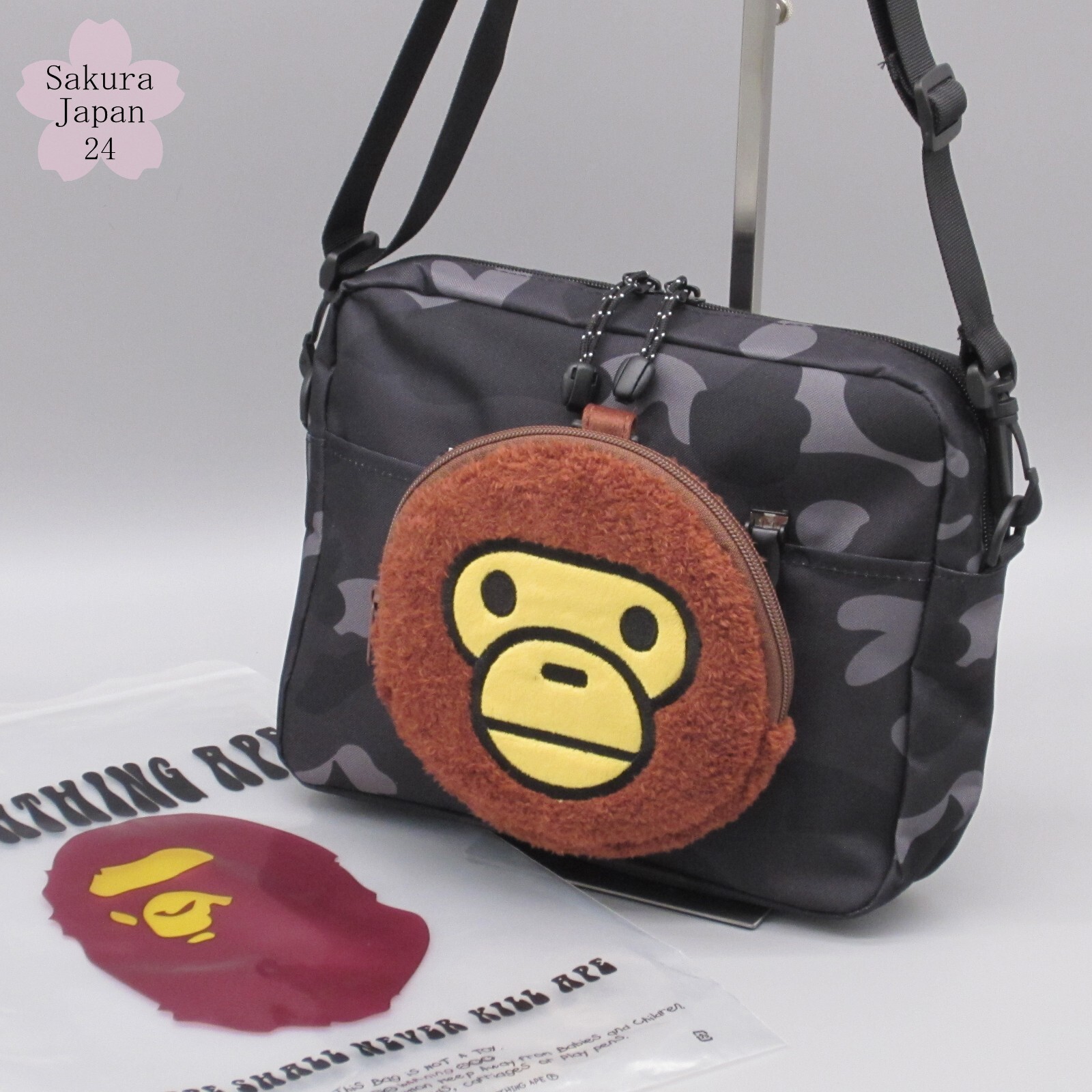BAPE KIDS Camo Black Shoulder Bag MILO Pouch 2022 AW Japanese