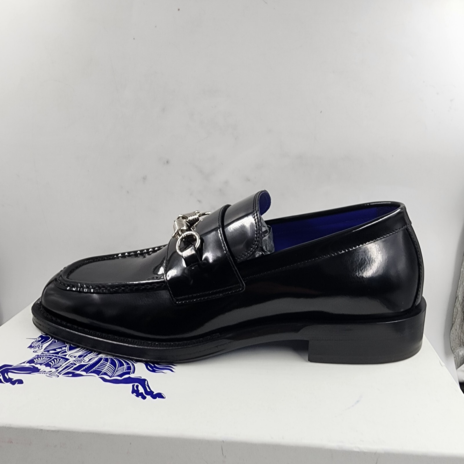 Burberry Leather Barbed Penny Loafers Men's 46/13US Black Solid