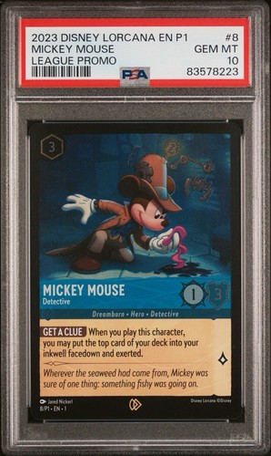 Mickey Mouse Detective Promo PSA 10 #8 P1 Disney Lorcana League