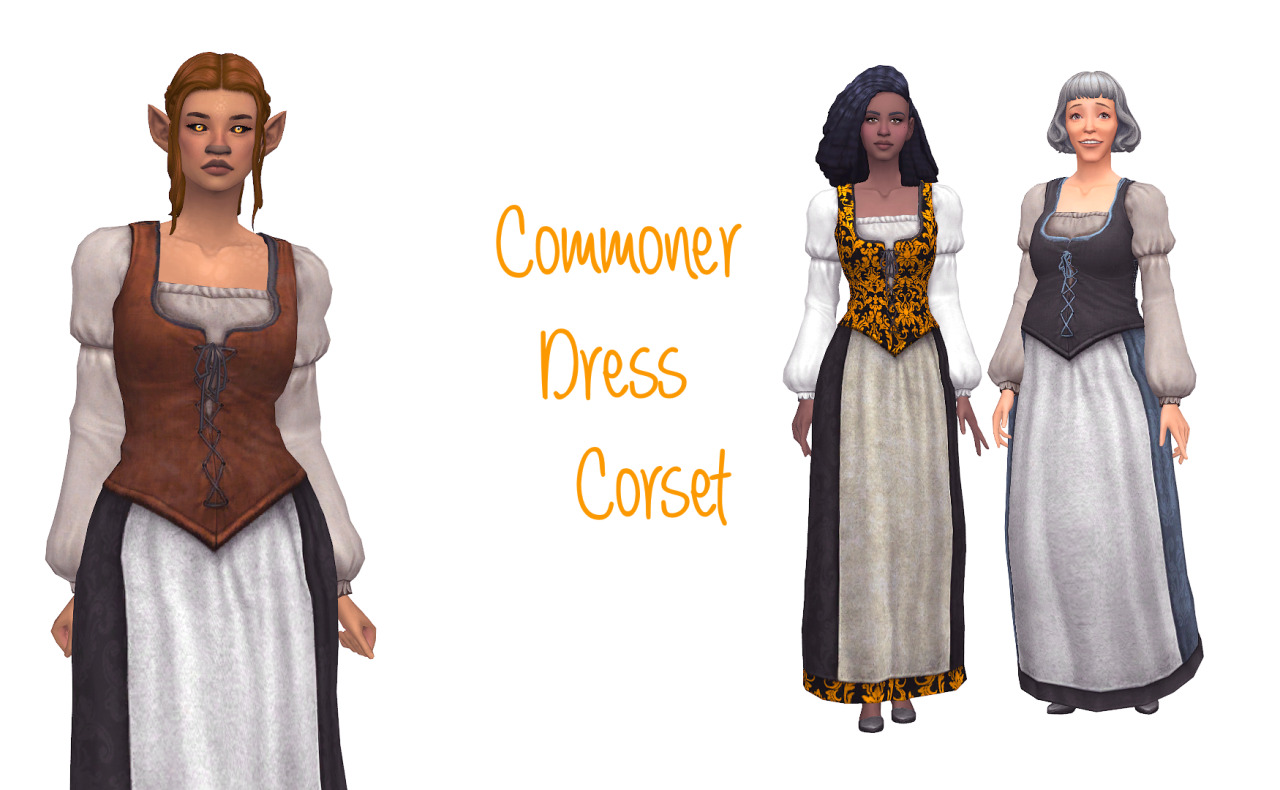 ZxTa - Medieval Commoner Dress Corset - The Sims 4 Create a Sim