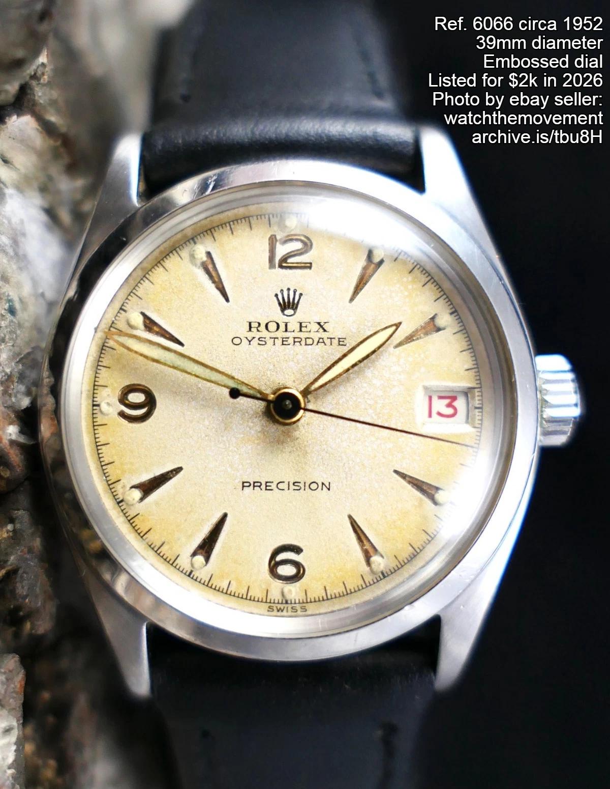 Cool Rolex of the Day #2918: 6066 Oysterdate boy's size with