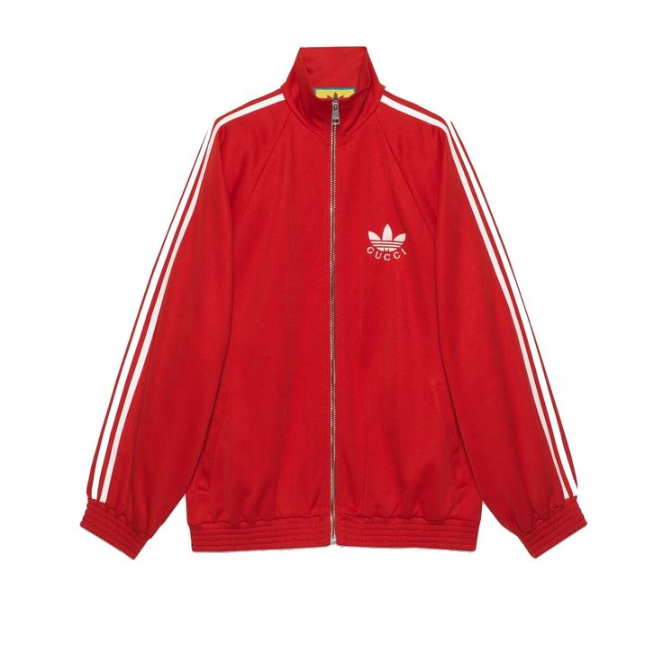 Women's Gucci x Adidas Cotton Jersey Zip Jacket in Bright Red