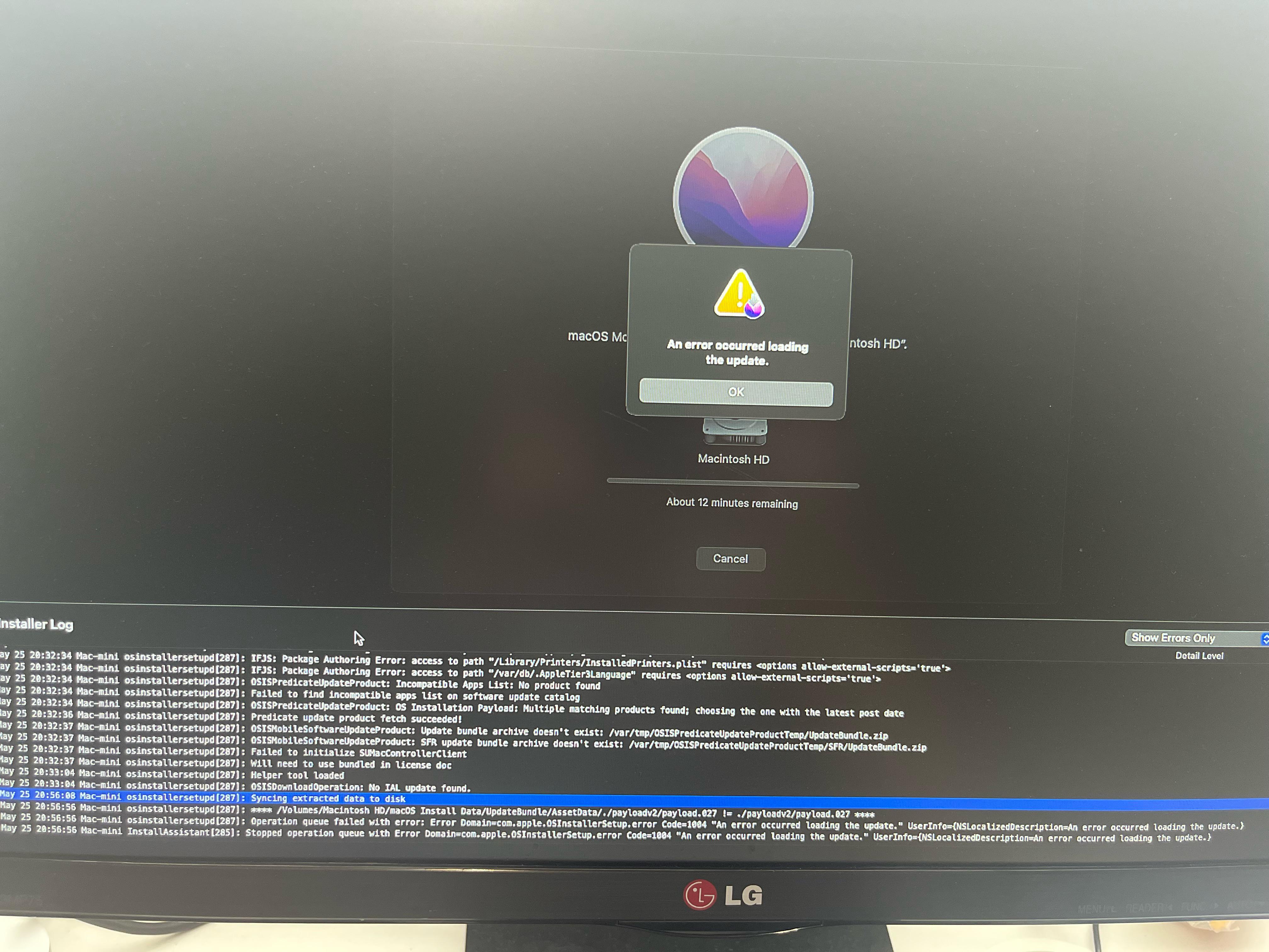 ドライブを消去した後、Mac mini late 2014がmacOSを再インストール