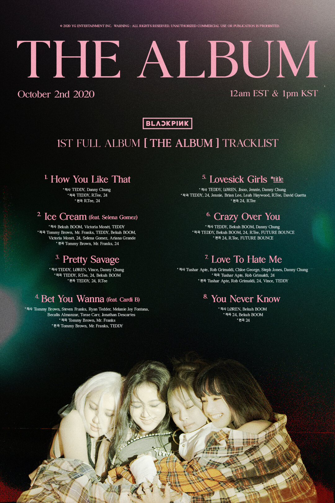 200929 BLACKPINK – 'THE ALBUM' TRACKLIST POSTER : r/BlackPink