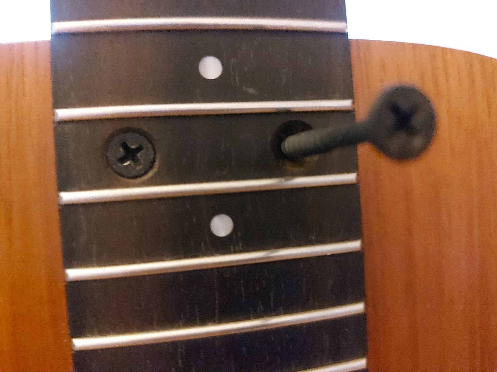 ベビーテイラー買ったんだけど、弦高が高すぎるんだよね。左のネジが