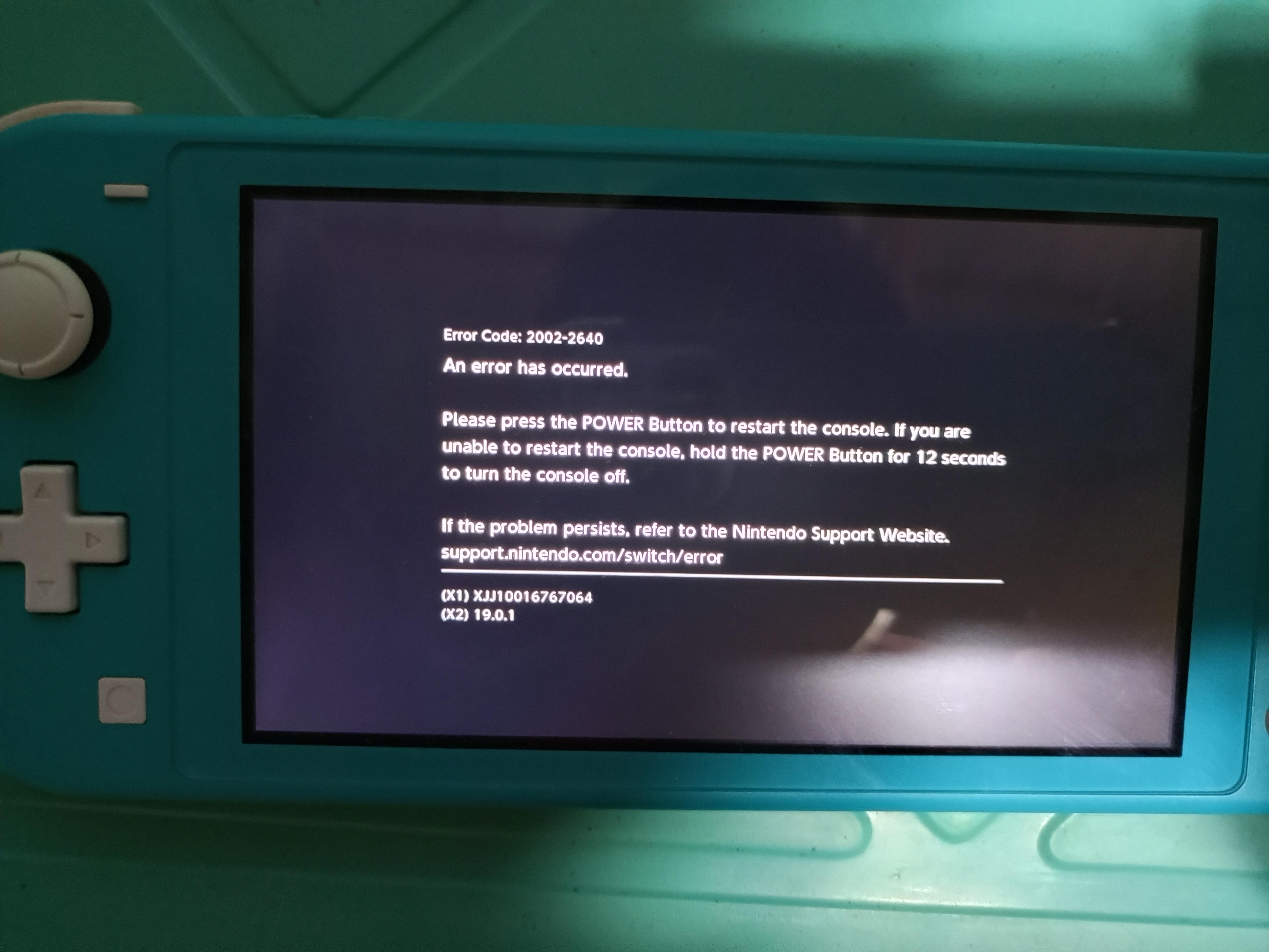 Getting error 2002-2640 every time I insert a game card on my