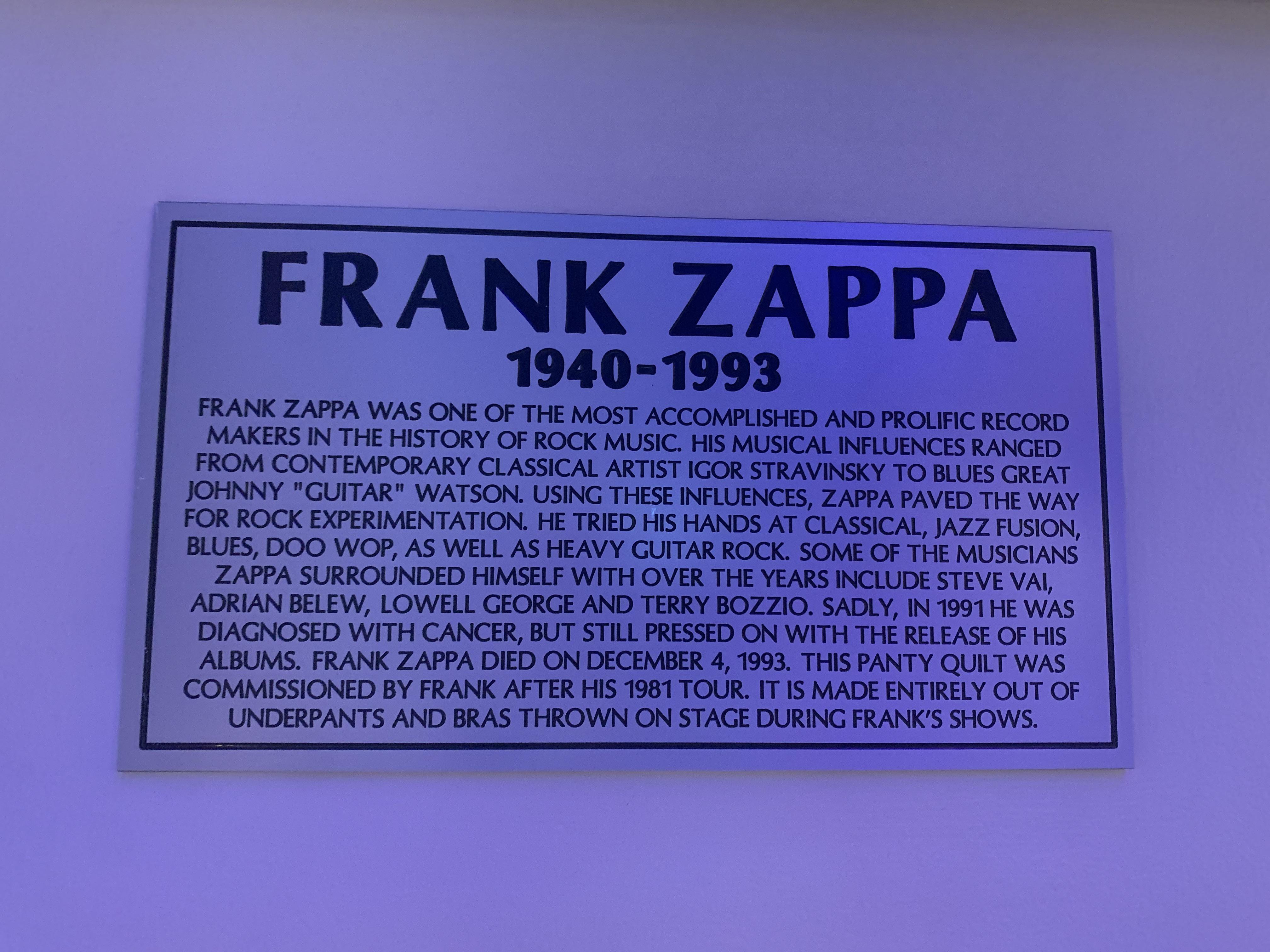 Finally saw Franks panty quilt from the '81 tour in person at the