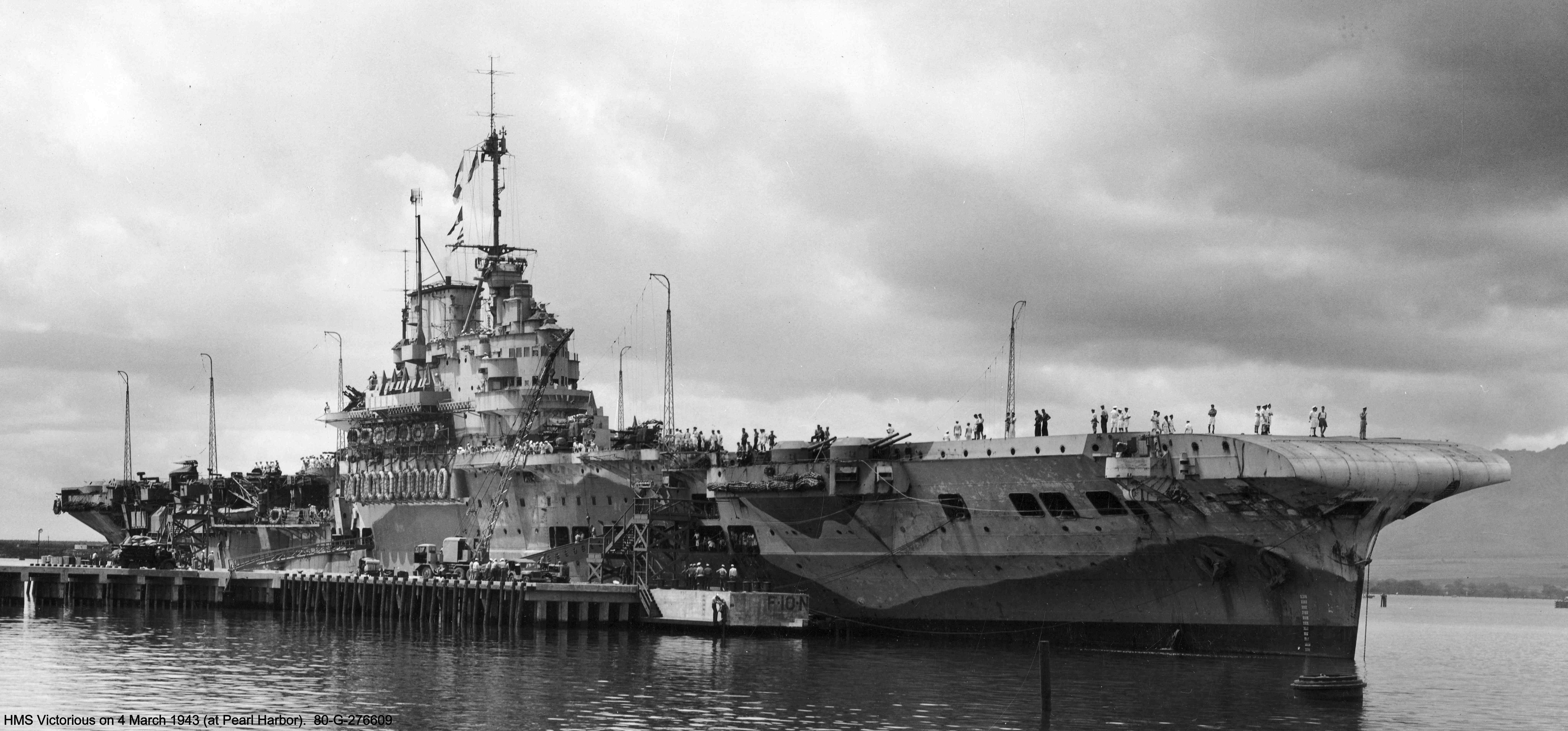 Illustrious-class aircraft carrier HMS Victorious in Pearl Harbor