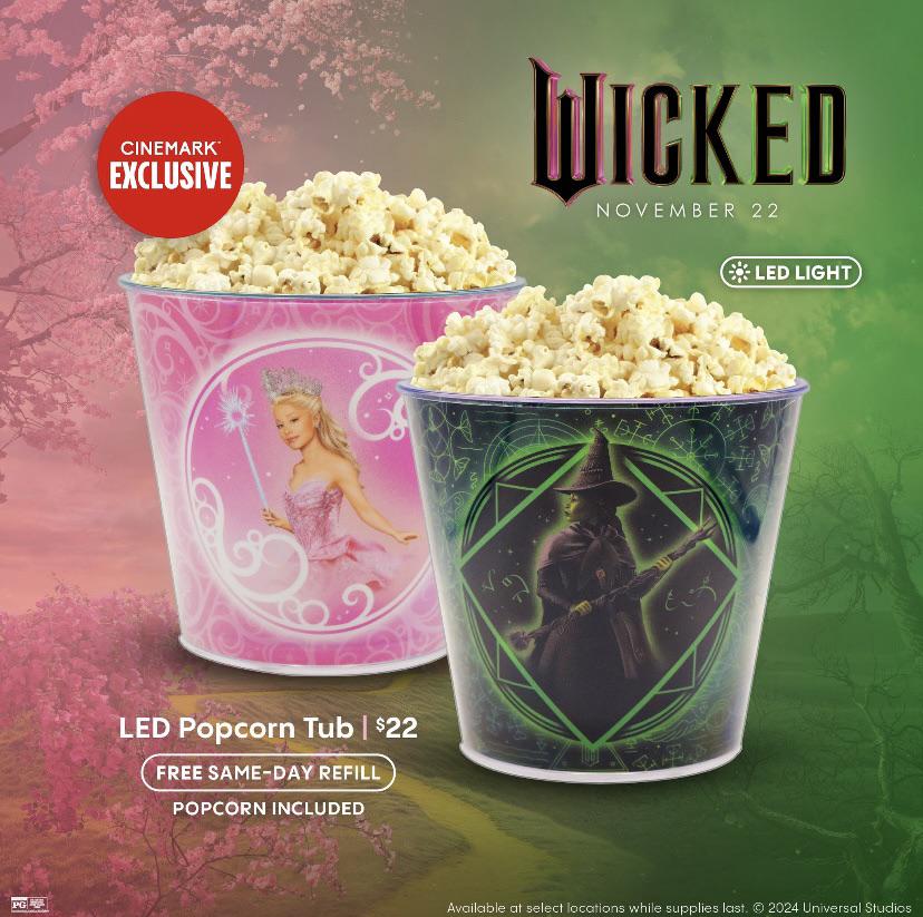 Cinemarkの「Wicked」ポップコーンバケツ、暗闇で光るやつ！ : r/wicked