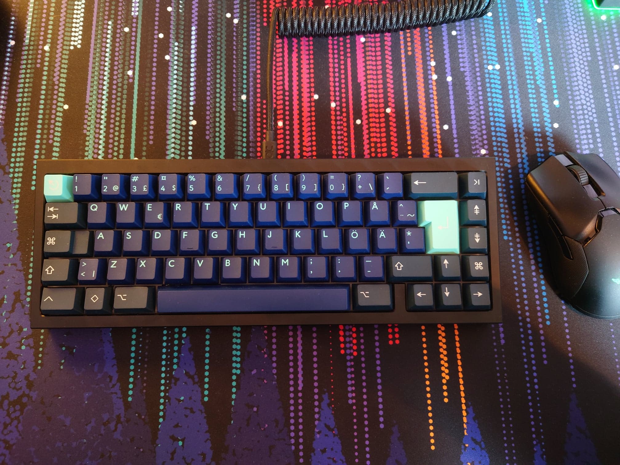 First custom build: QK65 with Aqua kings and PBTfans Deep sea