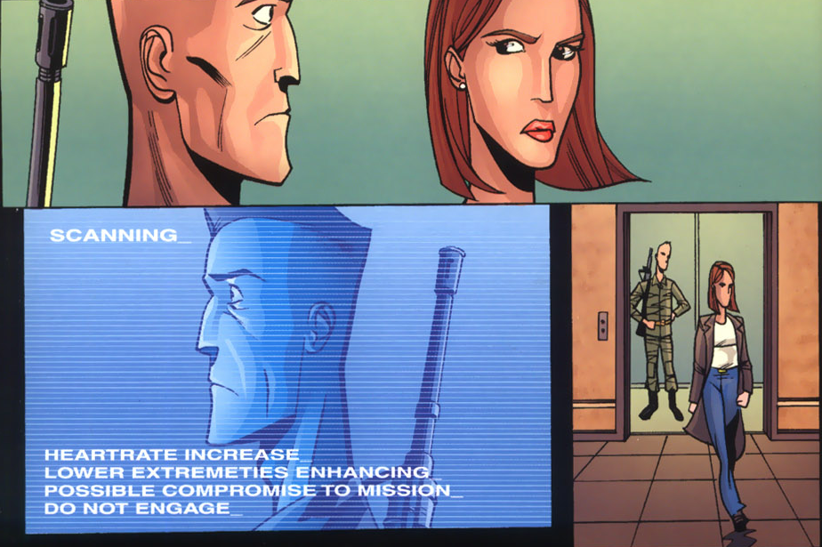 ターミネーター3のコミックでは、変装したT-Xは男が自分をじろじろ見て