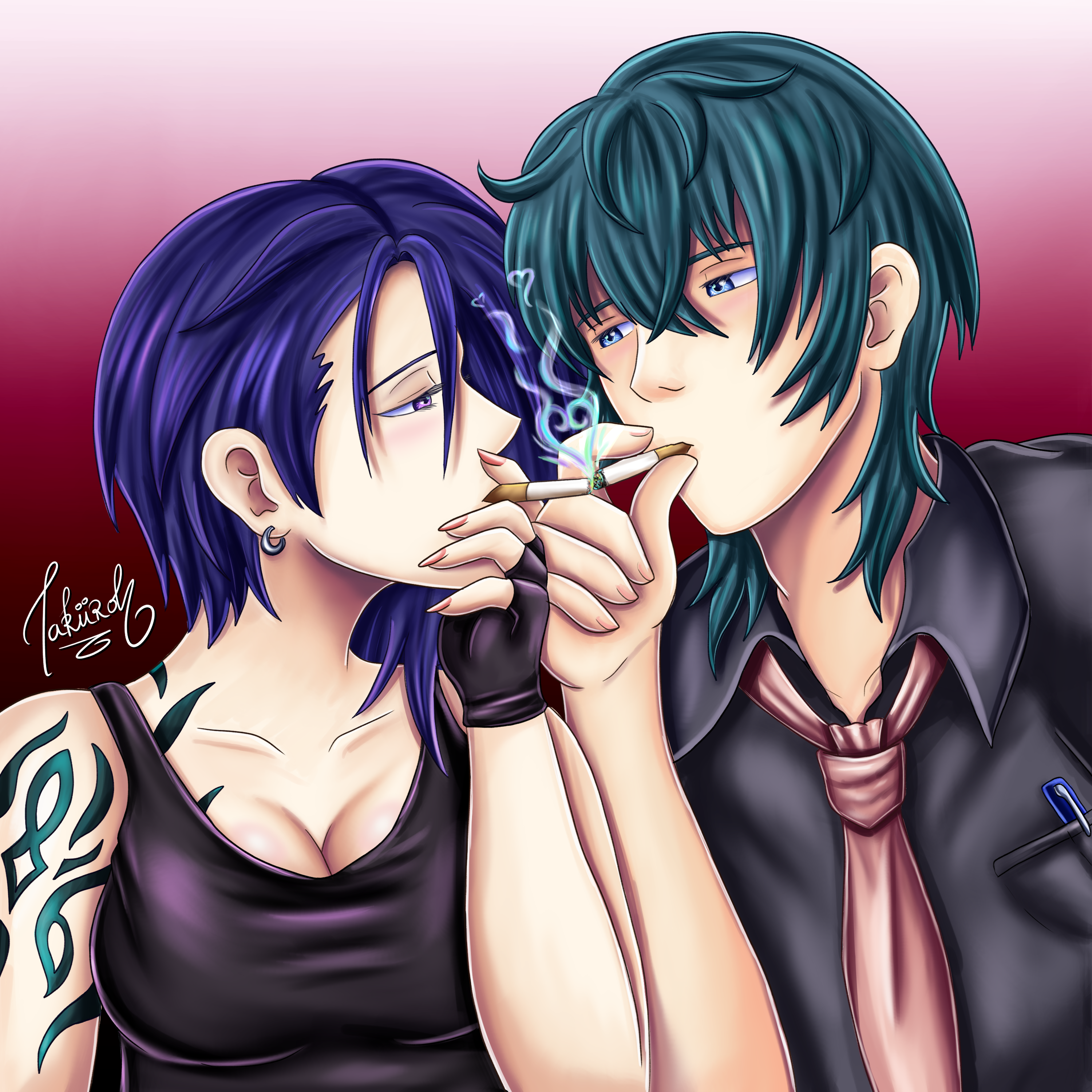 ByMir X Black Lagoon commission, the cigarette kiss : r
