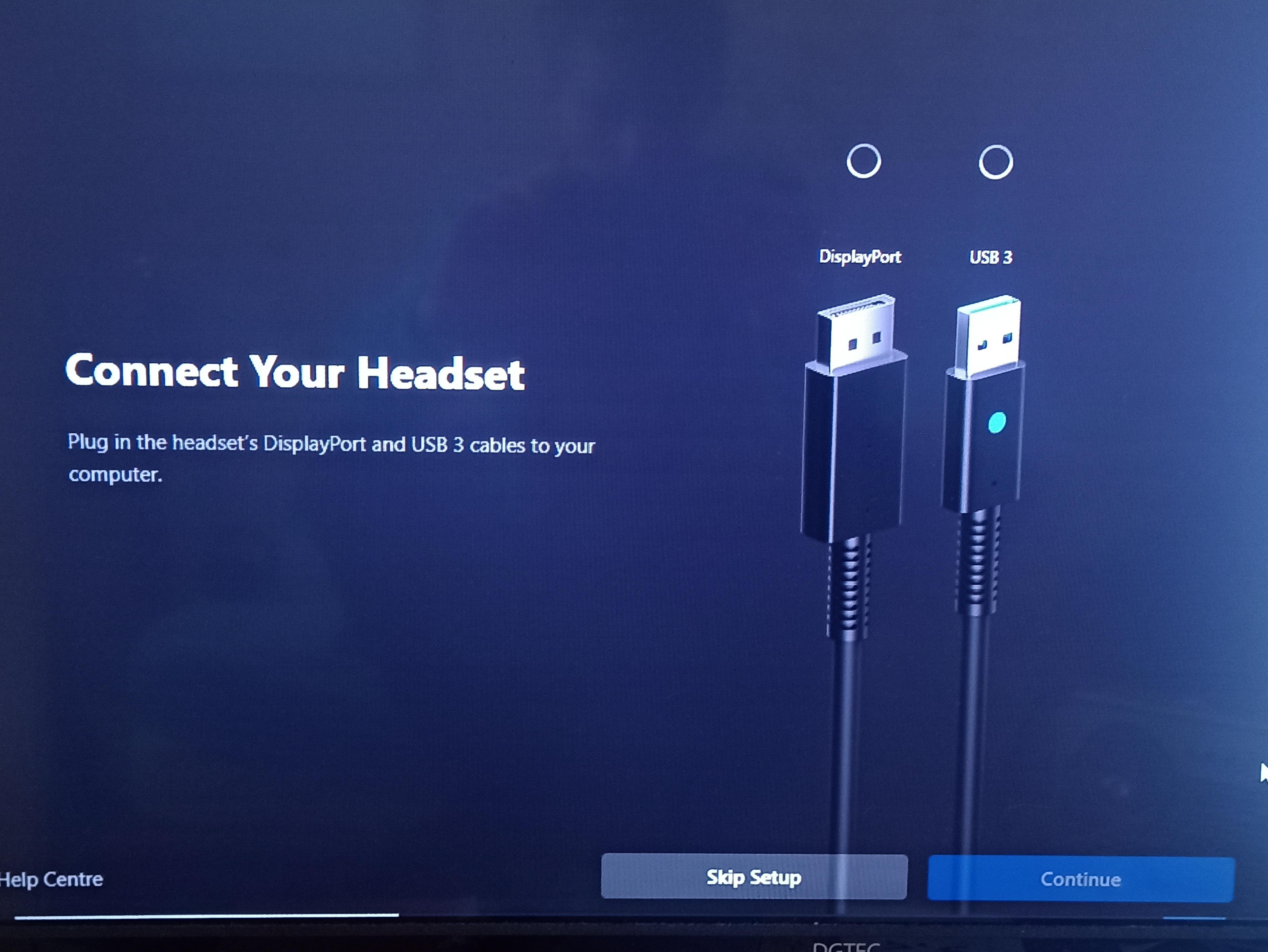 Oculus Rift Sのケーブルを認識してくれないんだ。この画面から動か
