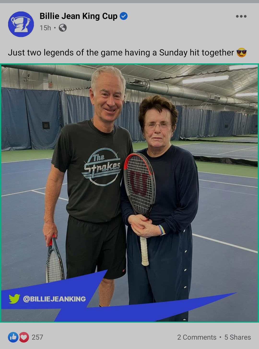 テニスのレジェンド、ジョン・マッケンローが、ビリー・ジーン・キング