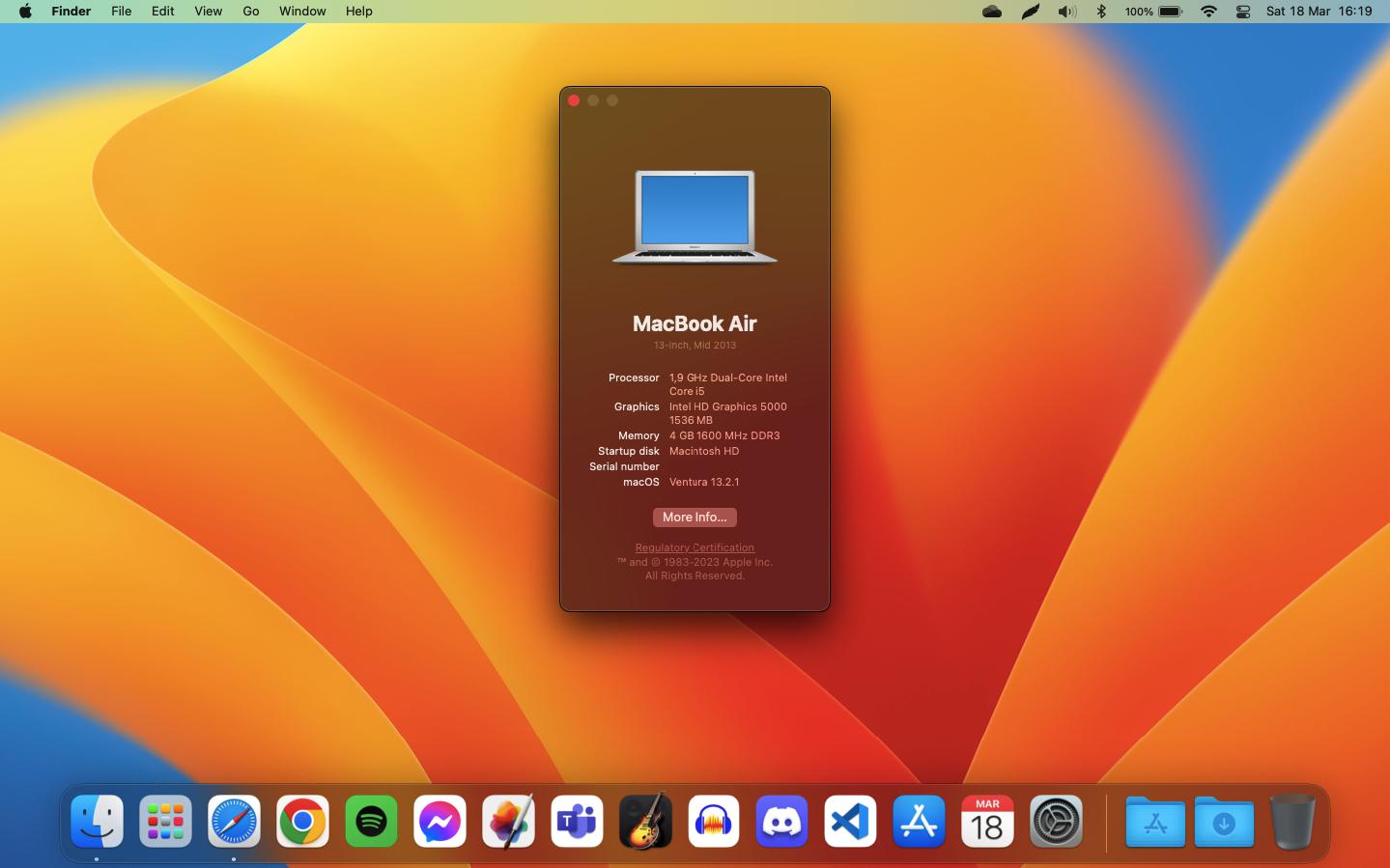 Got Ventura working on my MacBook Air Mid 2013 i5 with 4GB RAM