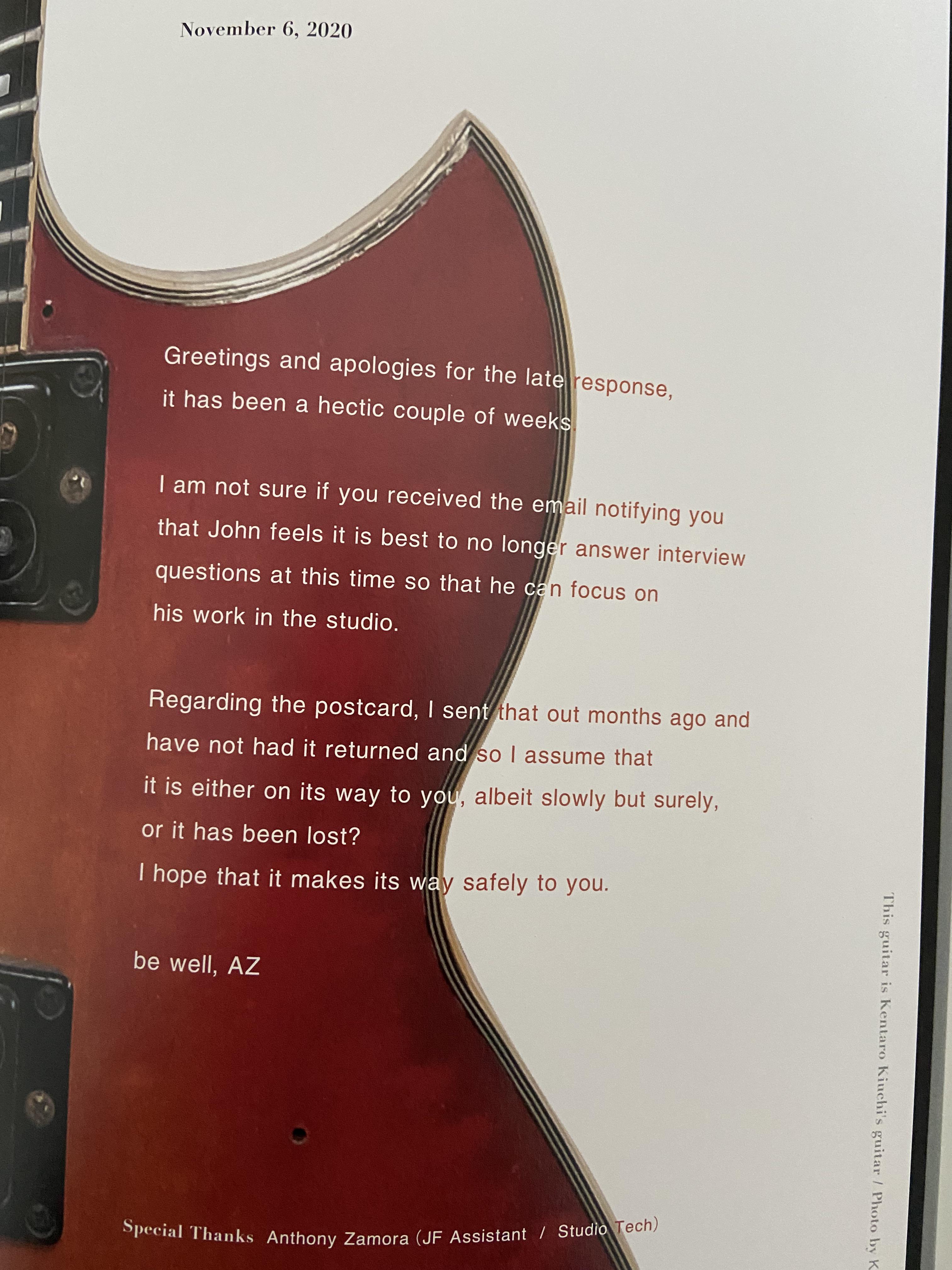 HeART: John Frusciante 2 question interview by Kentaro Kiuchi : r