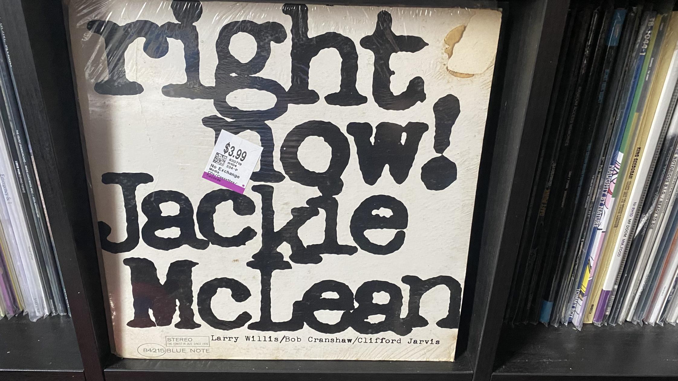 JACKIE LP/JACKIE McLEAN RIGHT NOW 輸入盤(NEW YORK USA) VAN GELDER
