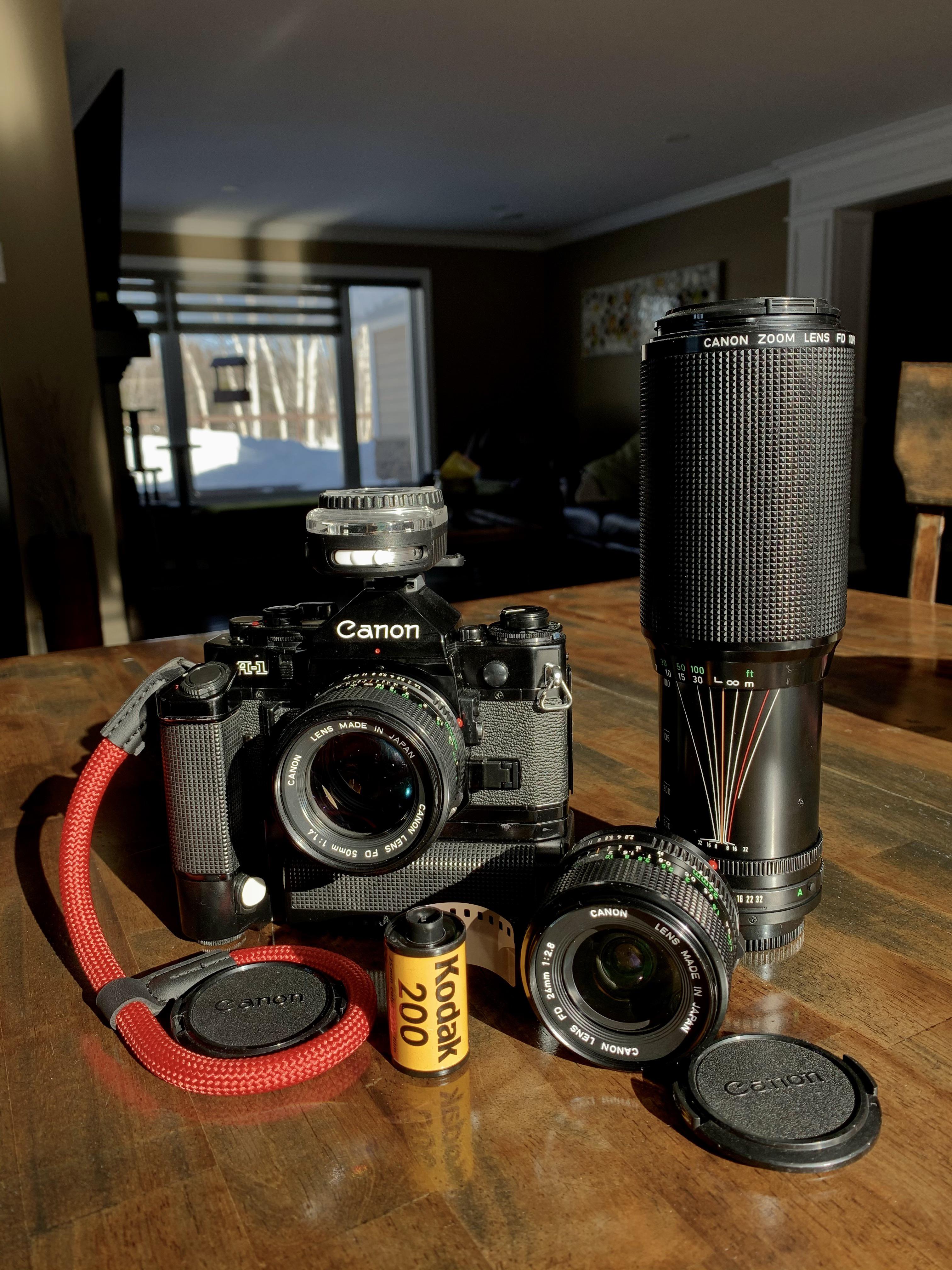 今の撮影セットアップ！Canon A-1にMAモータードライブとバッテリー