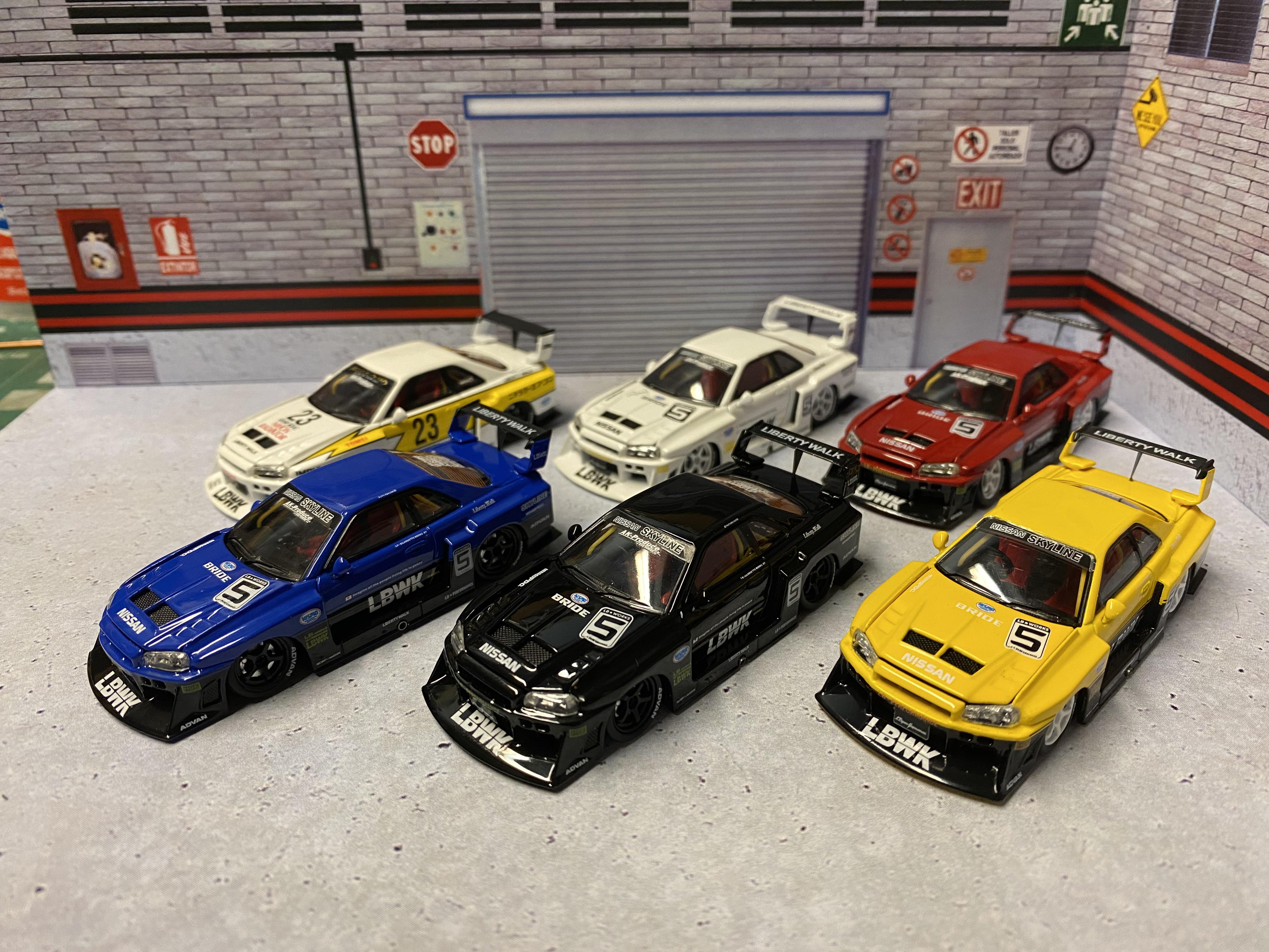 Complete collection (6 so far) of Street Weapon LBWK ER34 Skyline