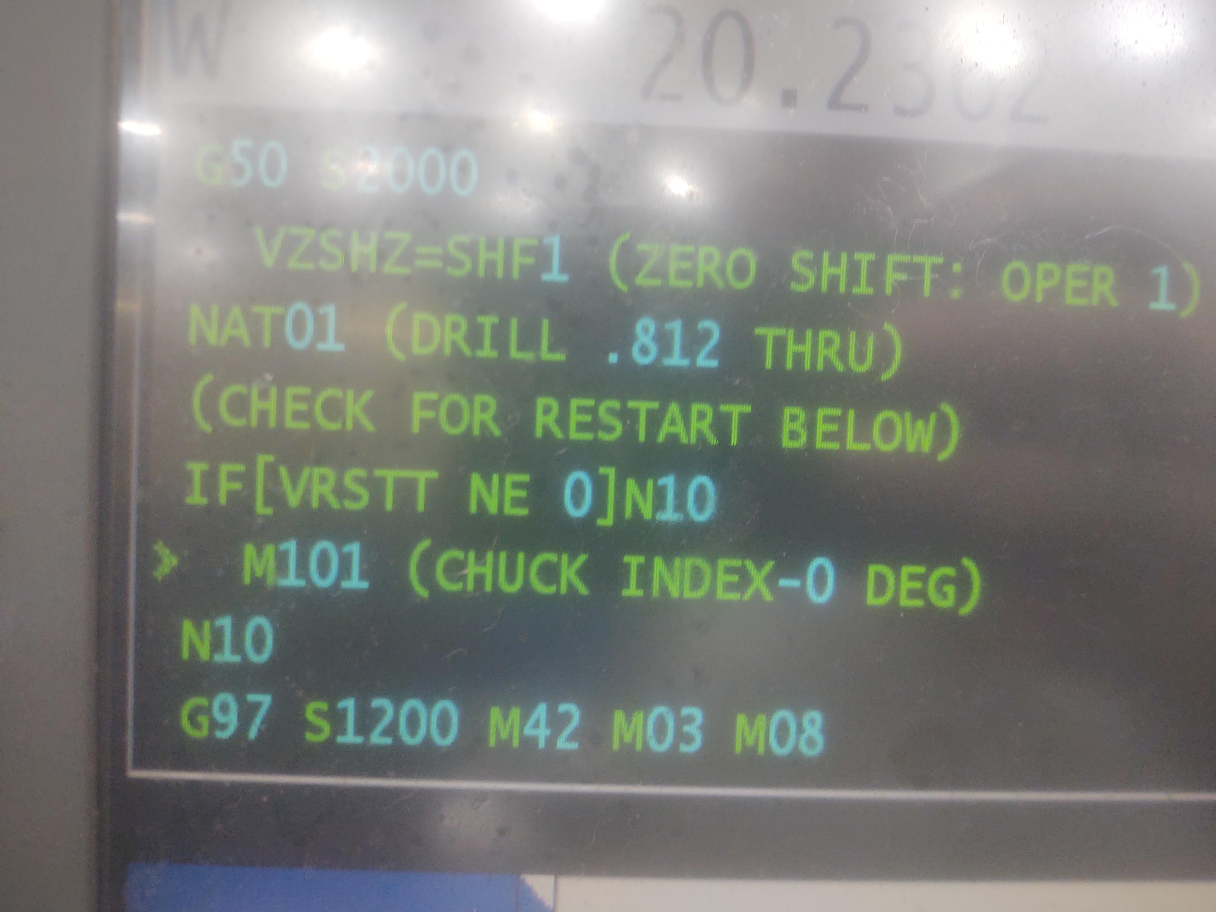The Okuma gets to this line of code and just stops. No alarm is