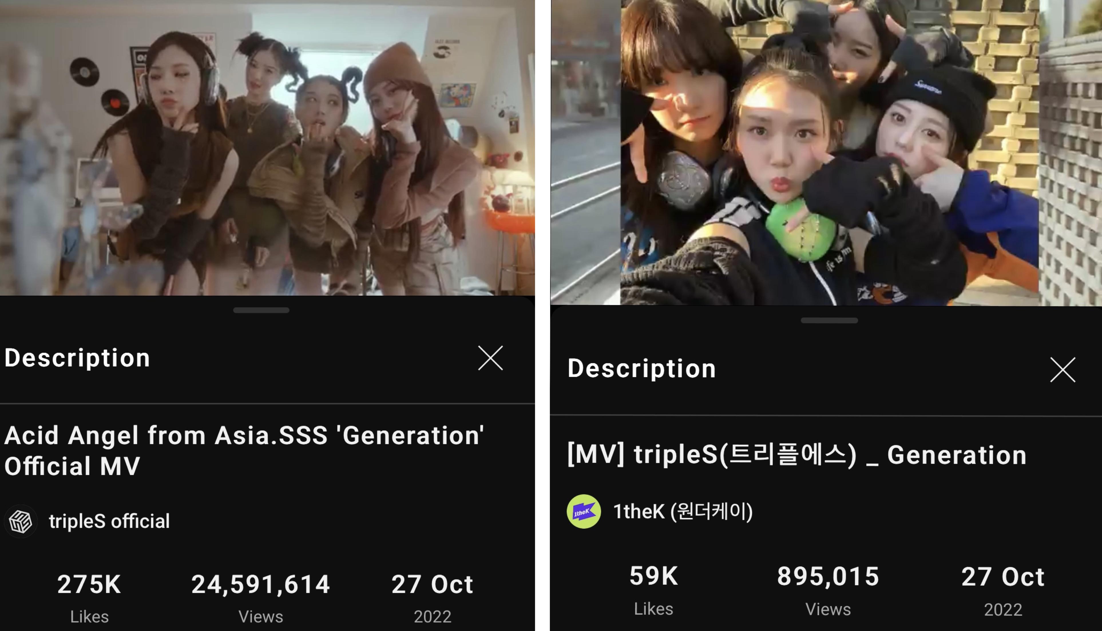 tripleS Acid Angel from Asia's debut MV 'Generation' has surpassed