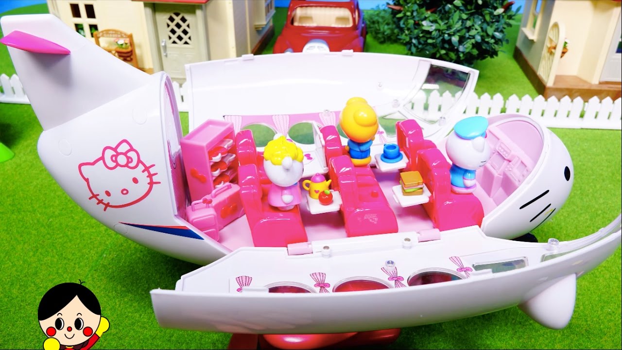 Hello Kitty Jet Plane PlaySet toy Anpanman animation❤ ハロー
