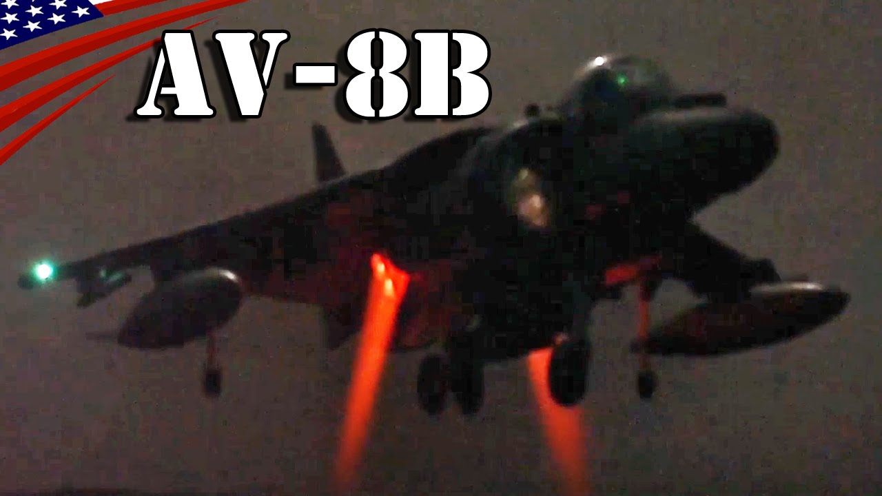 AV-8B Harrier II Hot Jet Exhaust : Night Vertical Landing