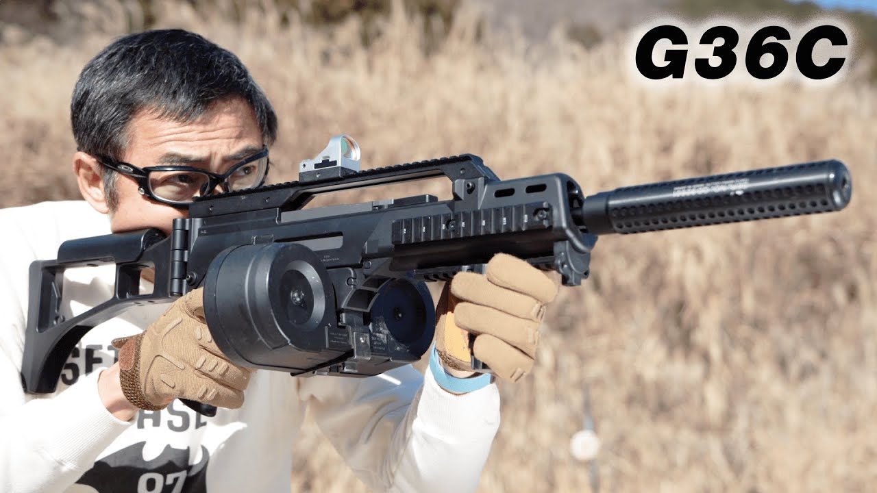 H&K G36 C 1200連ドラムマガジン サイレンサーの効果 リポバッテリー