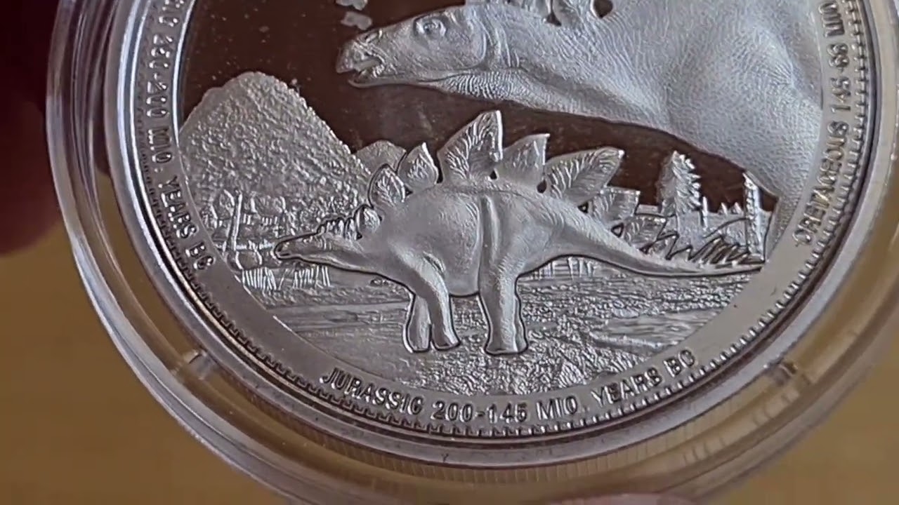 Stegosaurus Prehistoric Life. 1 oz Silver Bullion Coin - YouTube