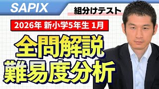 バックナンバー】サピックス新5年生 1月組分け・入室テスト 平均点