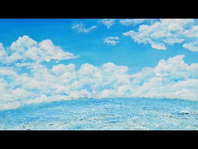 油絵】【空と雲の青い丘】#油絵 #手書き #アート #絵画 #絵 #油彩画