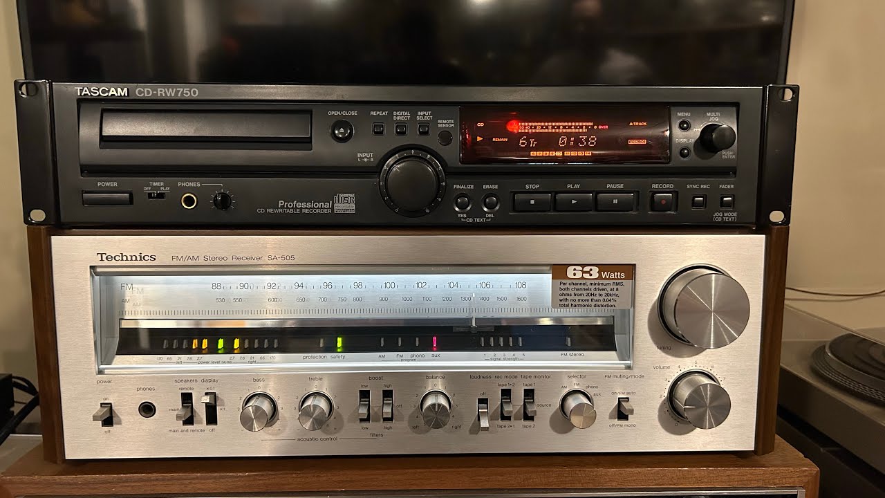 Technics SA-505, Polk Audio Monitor 10A, Tascam CD-RW750 - YouTube