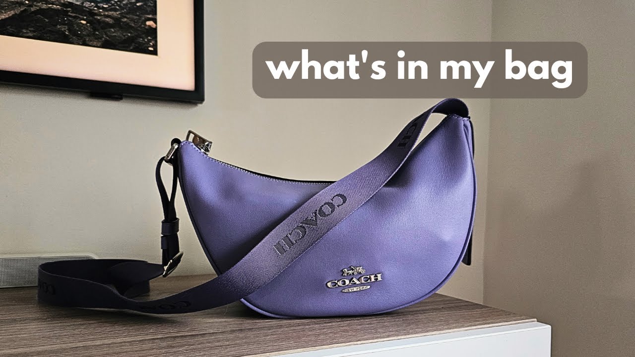 what's in my bag 💜 coach pace shoulder bag review - YouTube