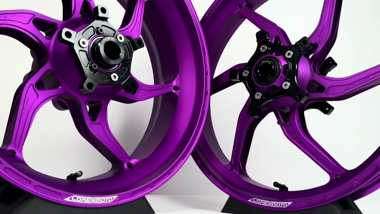 Satin Purple Core Moto Apex-6 Lightest forged motorcycle wheels