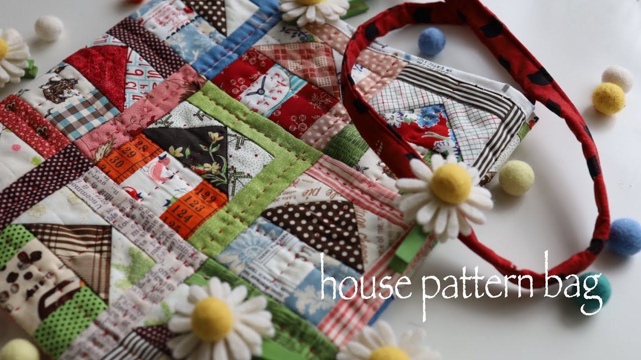 House pattern] How to make a bag //size 30cm x 28cm x 1cm //[House